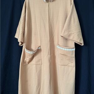Vintage Yellow Zip-Up Handmade Plus Size Robe/Dress with Pockets